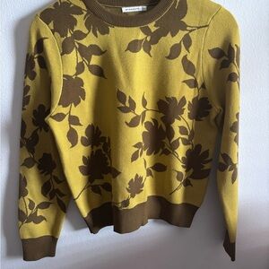 Staccato Floral Sweater - Mustard and Brown